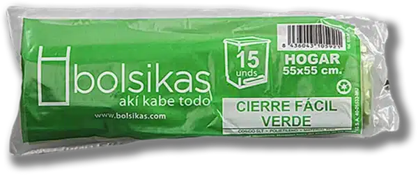 Bolsa basura 55x55 cierre fácil verde